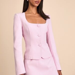 NEVER WORN Lulus Eliana Light Pink Scoop Neck Blazer - Size L